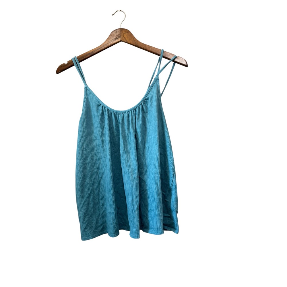 Old Navy Cami Top Womens M Teal Blue Excellent Textured Double Strap Gauze